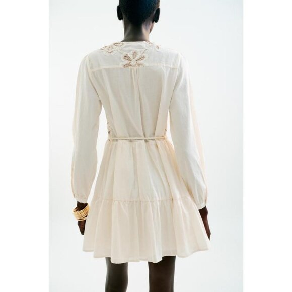 ZARA EMBROIDERED TEXTURED DRESS - Picture 7 of 9